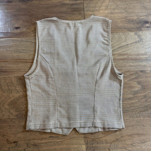 Altard State Plaid Button Front V Neck Cropped Vest Women's XS - Picture 5 of 5